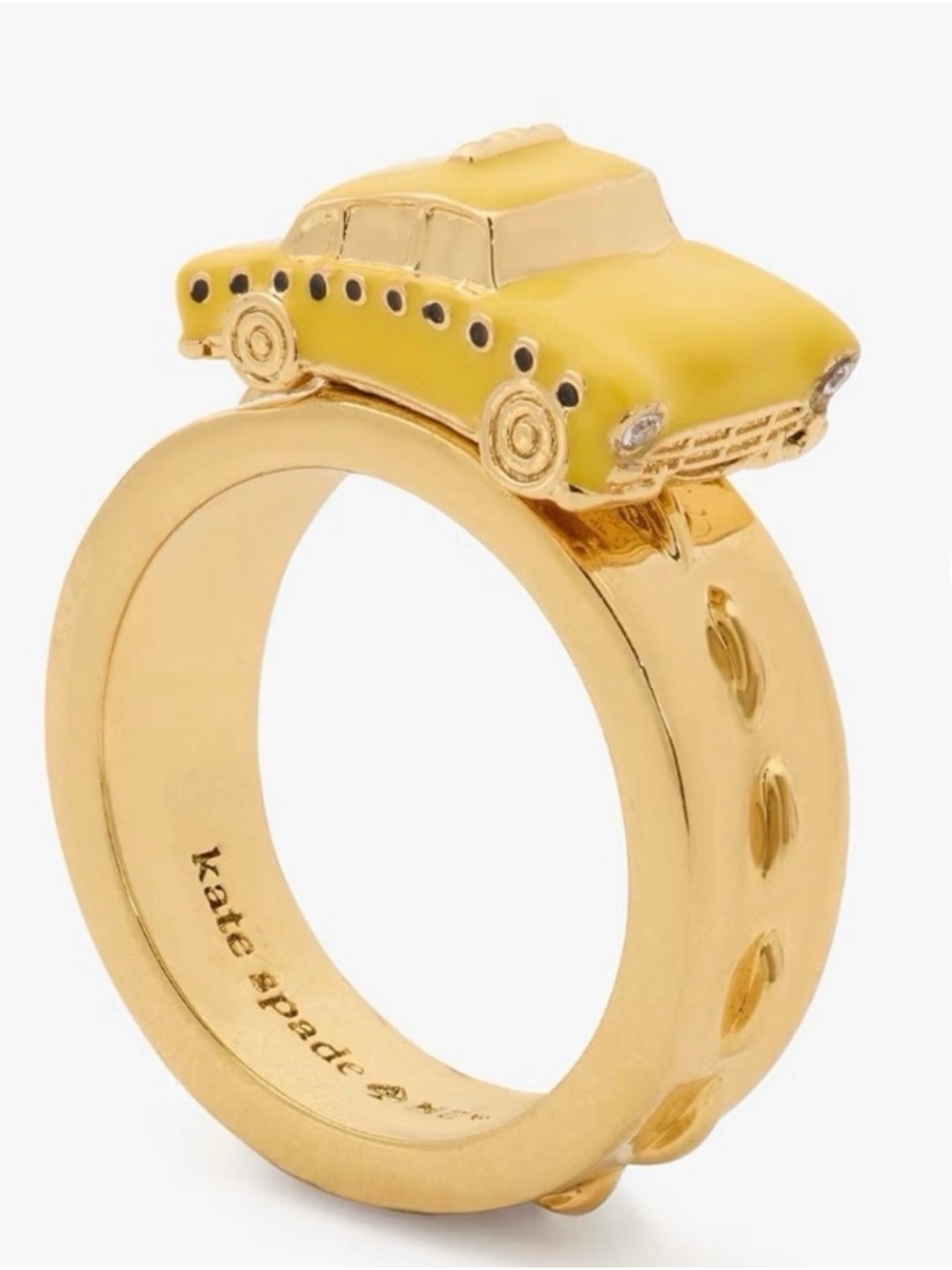 kate spade Yellow Taxi Enamel Ring size 7